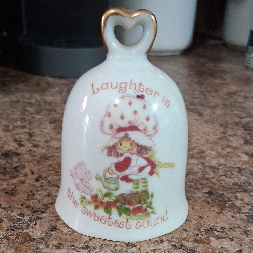 Vintage Strawberry Shortcake Decorative Fine Porcelain Bell with Heart Handle